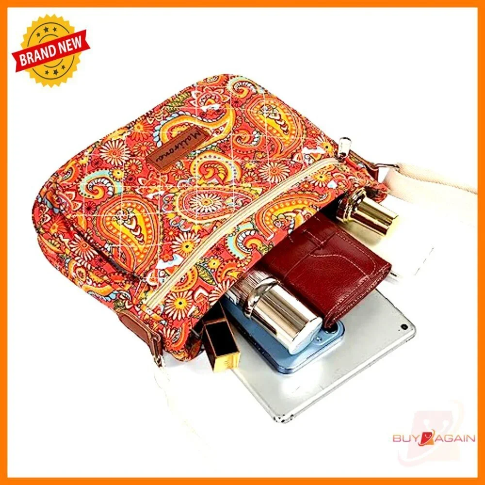 Canvas Crossbody Bag Floral Satchel Messenger Purse Multi Pocket Travel